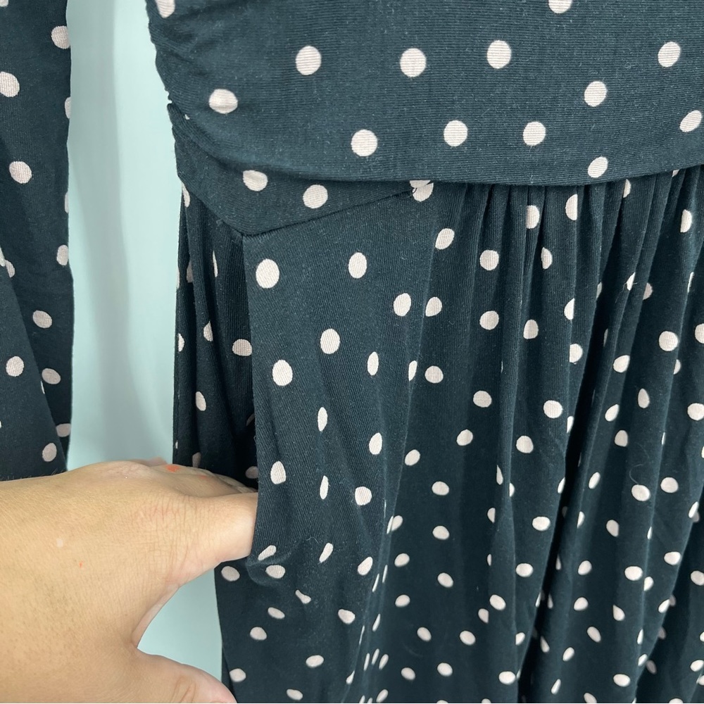 Boden US 6R Abigail Jersey Dress Long Sleeve 0460 Black Milkshake Pink Spot - Picture 7 of 13